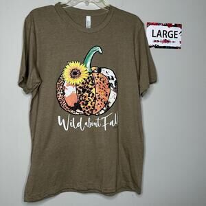 Olive Pumpkin Large Fall tee shirt cowhide sunflower